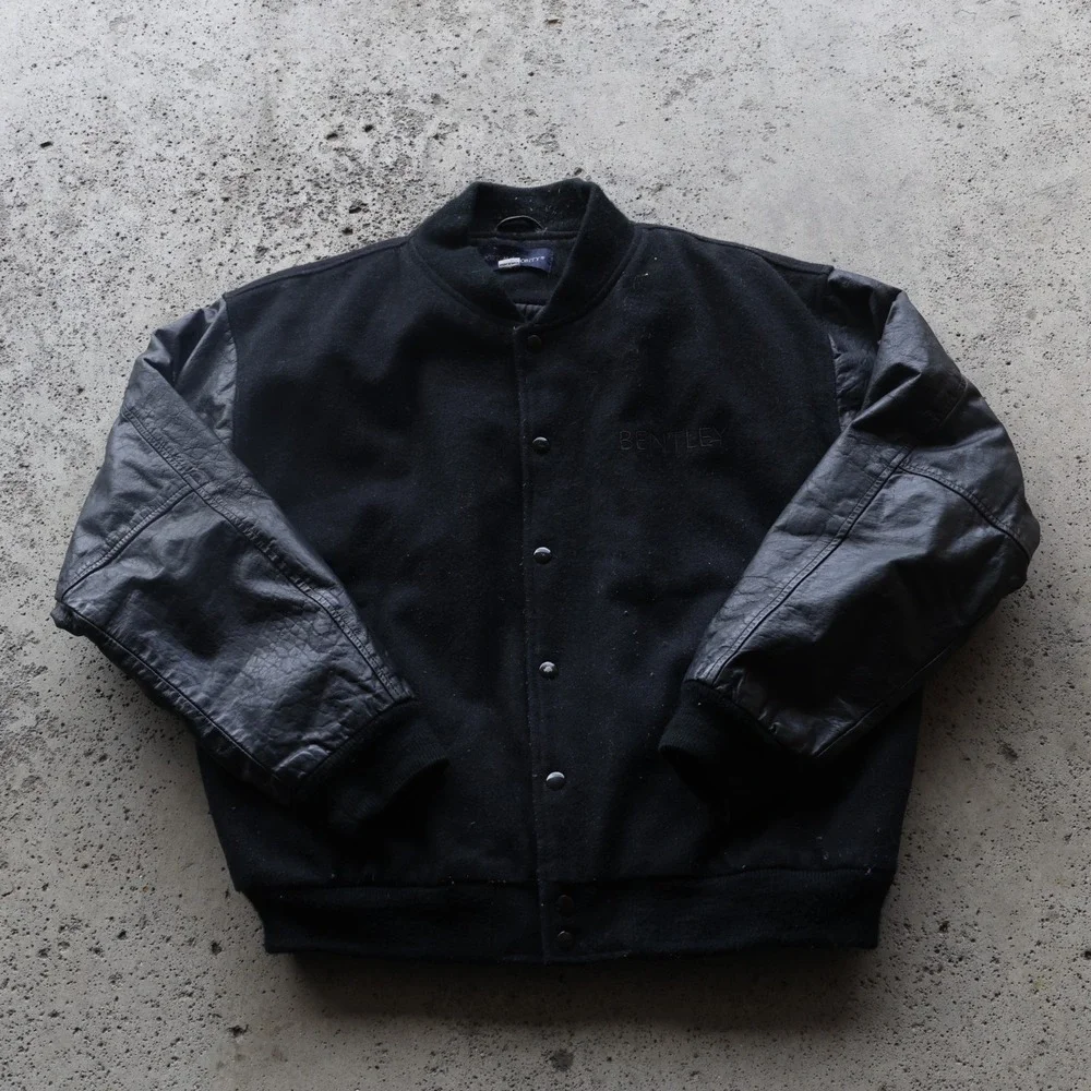 Port Authority Bentley Varsity Jacket Mens L Wool Leather Bomber